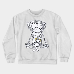 Monkey, cheeky monkey, white on yellow Crewneck Sweatshirt